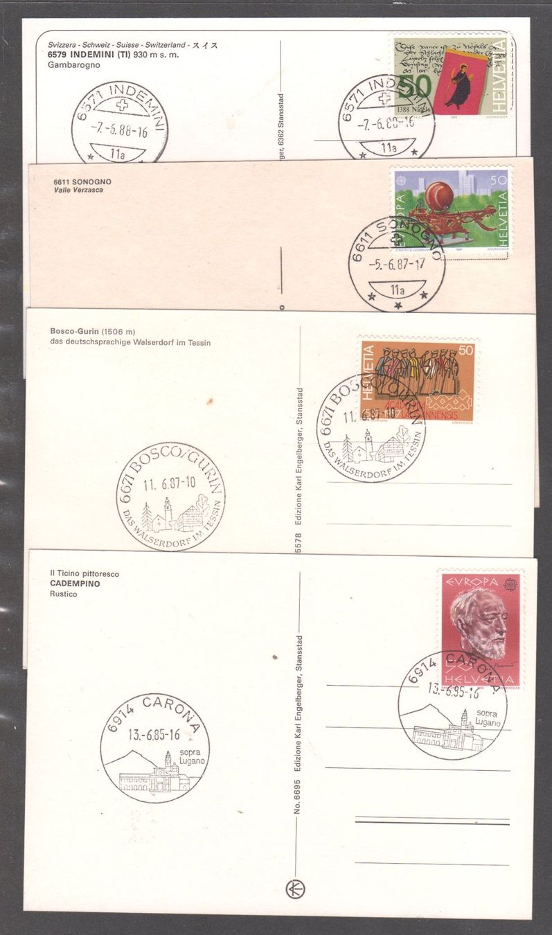 Cartes postales: 4 tolle Ansichtskarten Tessin mit interessanten Post-Stempel – D'occasion à Walzenhausen par Midas17