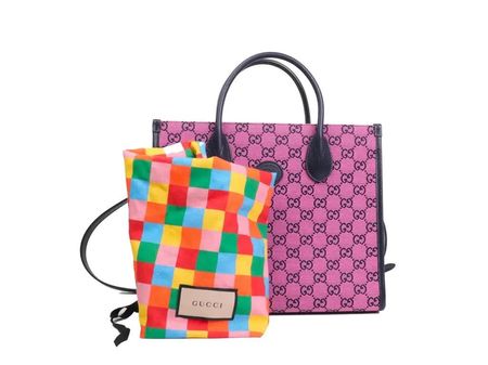 Gucci Canvas Shopper Tote Bag - Pink/Blue - TOP