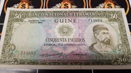 Seltene 50 Escudos Banknote aus Guinea, 1971 - Top