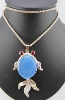 Halskette mit blauem - FISCH-Anhänger - Modeschmuck - Neu