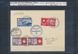 1939 Pro Aero Meldeflug, "Zürich - Zürich", Karte