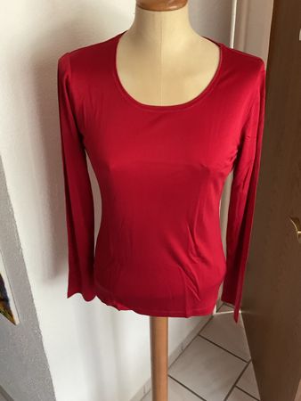 Langarmshirt con mani 100% Bio-Seide rot Grösse S neu