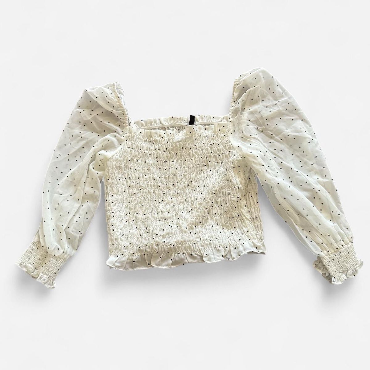 H&M Tops: White polka dot smocked top – Neu (gemäss Beschreibung) aus Basel von 1moonstar