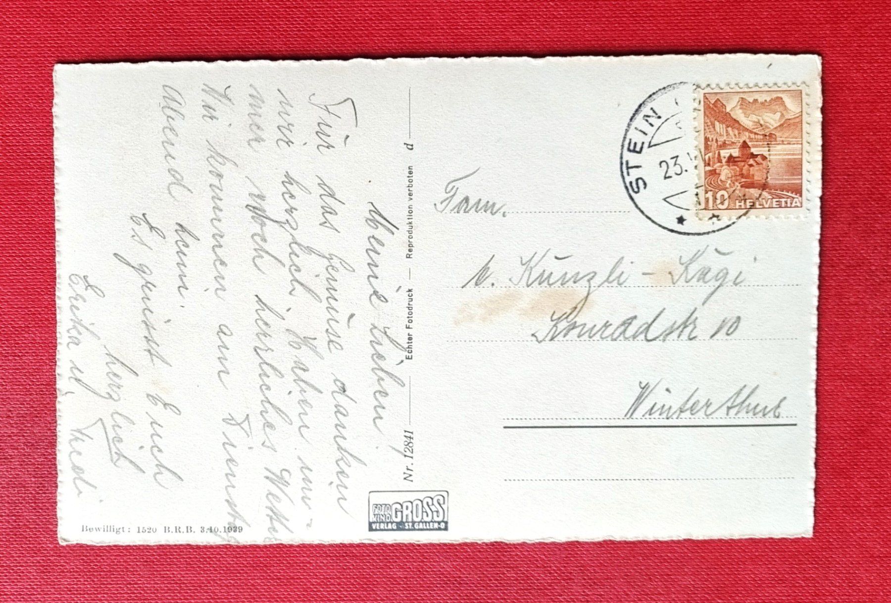 Cartoline postali: Stein - Toggenburg - um 1940 – Usato da Rothrist venduto da RROENK 1
