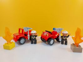 LEGO DUPLO 2x Feuerwehr 6169 + 5603 Quad- Hauptmann Komplett