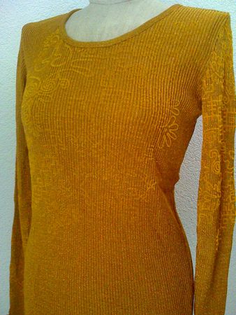 Vintage Christian Lacroix Pullover m Lurex u Rüsche gelb M