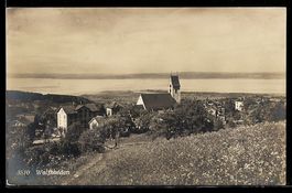 AK Wolfhalden, Dorf mit Kirche und See