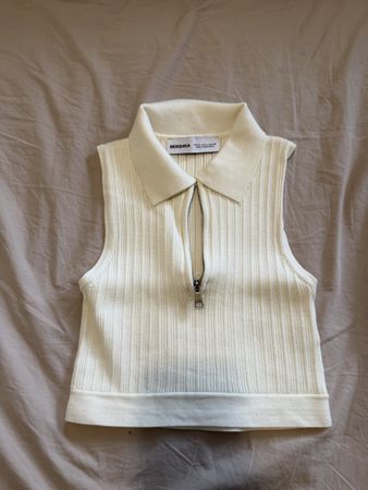 Gilet BERSHKA blanc taille S fermeture éclair bon état