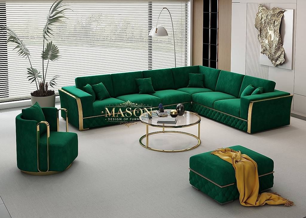 Divani: MASON Modulsofa "Veluto Emerald" aus Samt Grün – Nuovo e nell'imballaggio originale da Tägerwilen venduto da DealBlitz