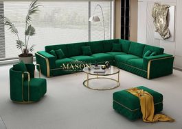 XL Modul Ecksofa Wohnlandschaft "Veluto Emerald" Samt Grün