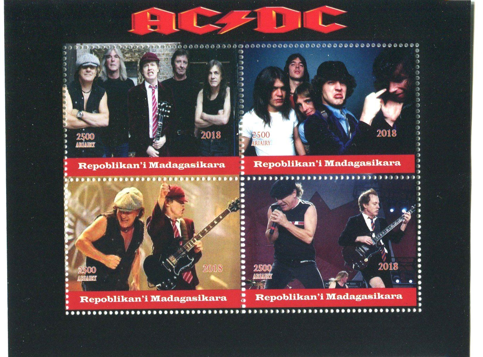 Tutti i francobolli: Block "AC/DC". Madagaskar – Nuovo e nell'imballaggio originale da Basel venduto da Butsch5