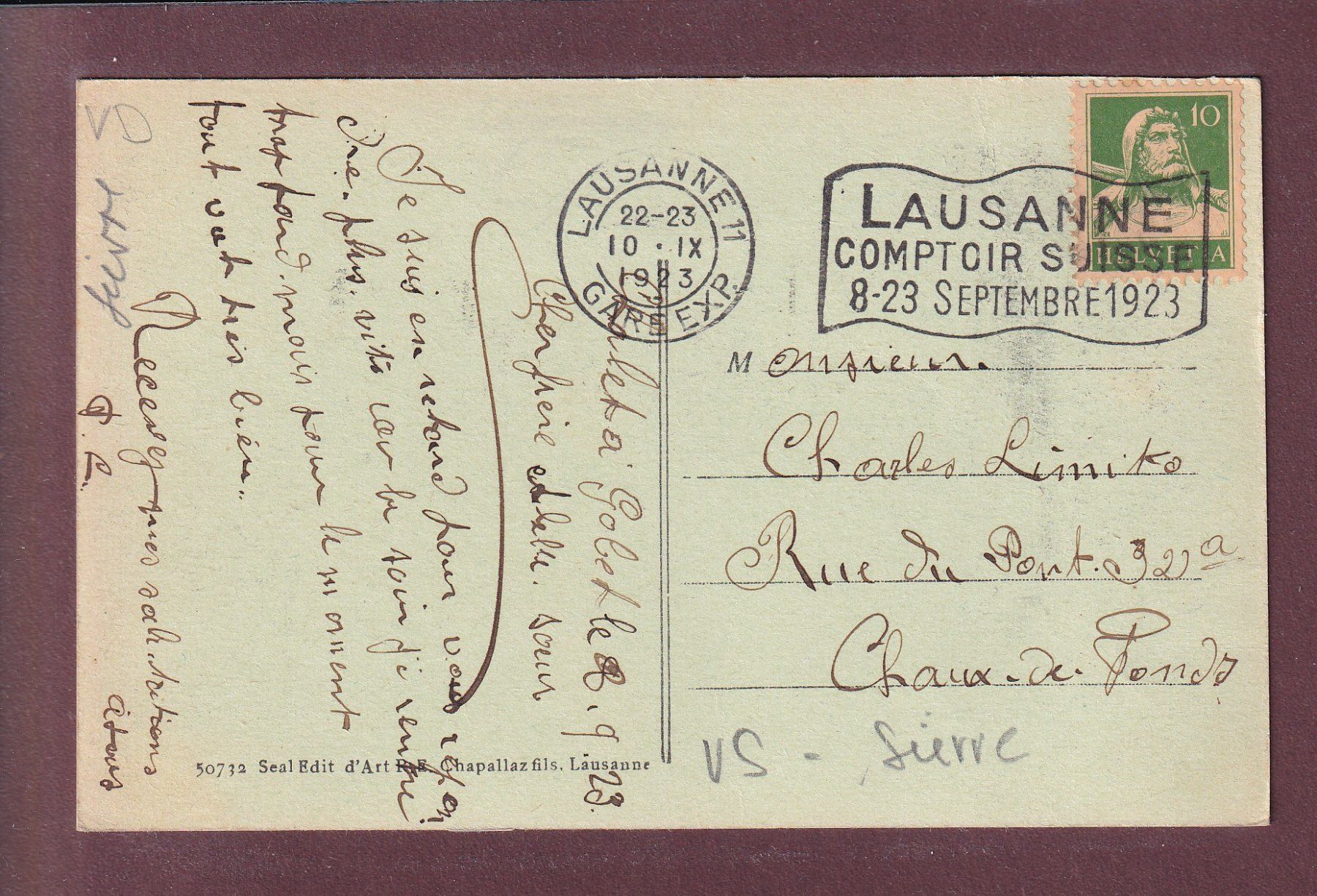 Cartoline postali: Auberge du CHALET A GOBET - 1923 – Usato da Pully venduto da nicecards 1