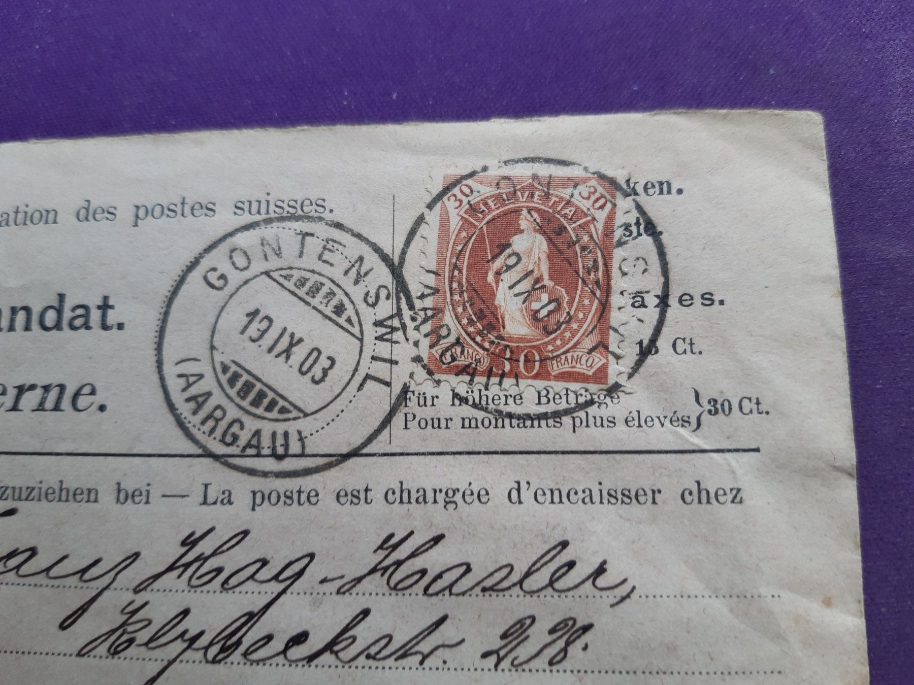 Tutti i francobolli: Internes Einzugsmandat, eingeschrieben, 1903 Gontenswil – Usato da Wangs venduto da weisstannen01 1