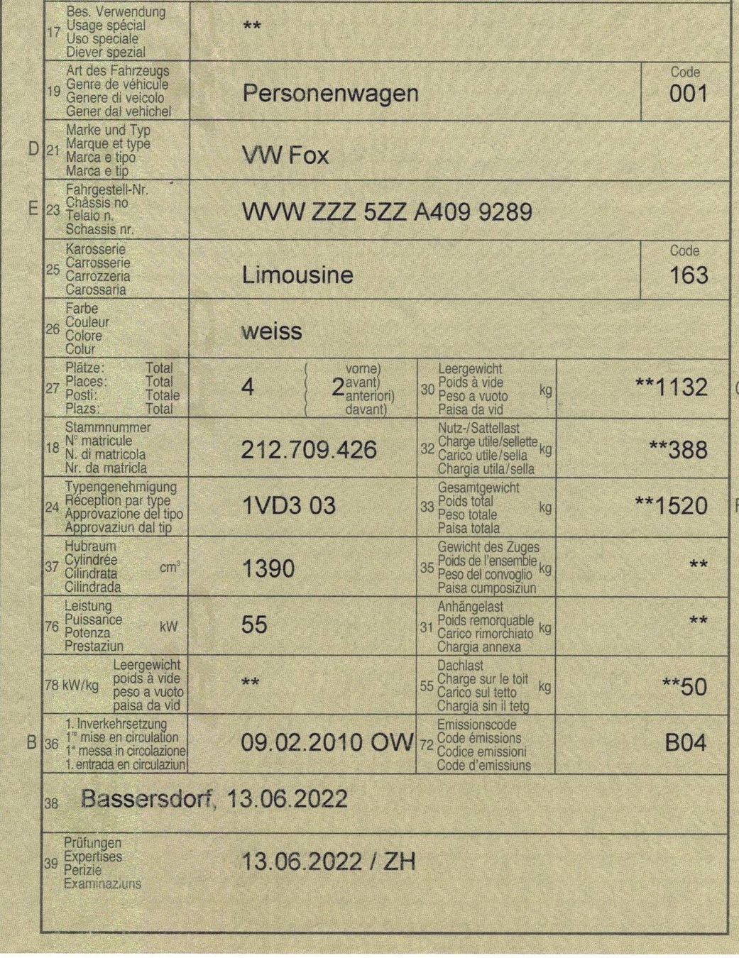VW Automobili: VW FOX 1.4 Liter Unfallwagen – Difettoso da Weiach venduto da weiach82