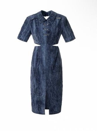 Hongkong independent designer Blue Dress with Cutouts new S