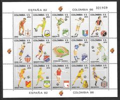 Kolumbien Kleinbogen 1562 - 1576 Fussball WM Spanien 1982 **