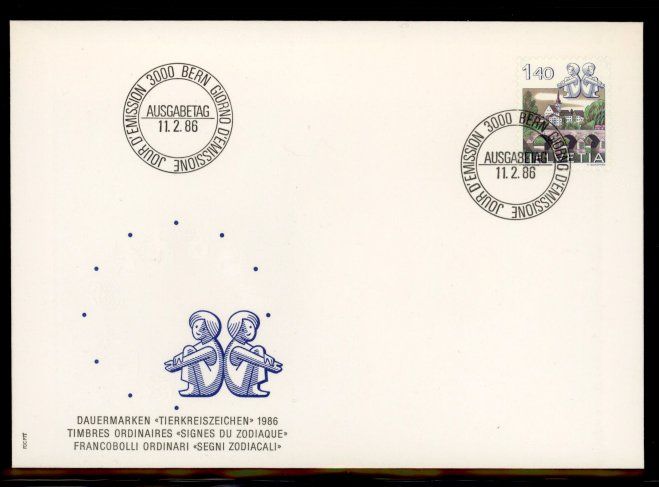 Tutti i francobolli: 1986, FDC, Tierkreiszeichen (Nr. 683) – Usato da Willisau venduto da Vollstempel