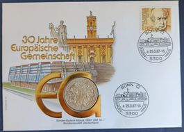 Numisbrief 30 Jahre EU-Gemeinschaft mit 10 DM Silbermünze