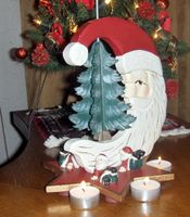 Mond Samiklaus auf Stern mit Tannenbaum Unikat