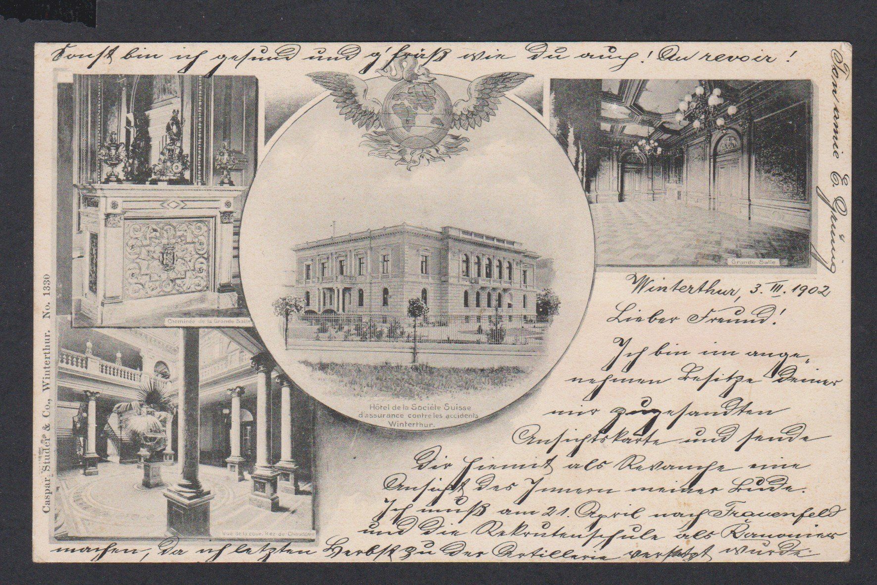 Cartoline postali: Winterthur   :   alte 4-Bild - Ansichtskarte von 1902 – Usato da Vitznau venduto da Ropaku