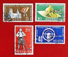 WERBEMARKEN SATZ 320 - 323 MIT SCHÖNEN STEMPEL 1955