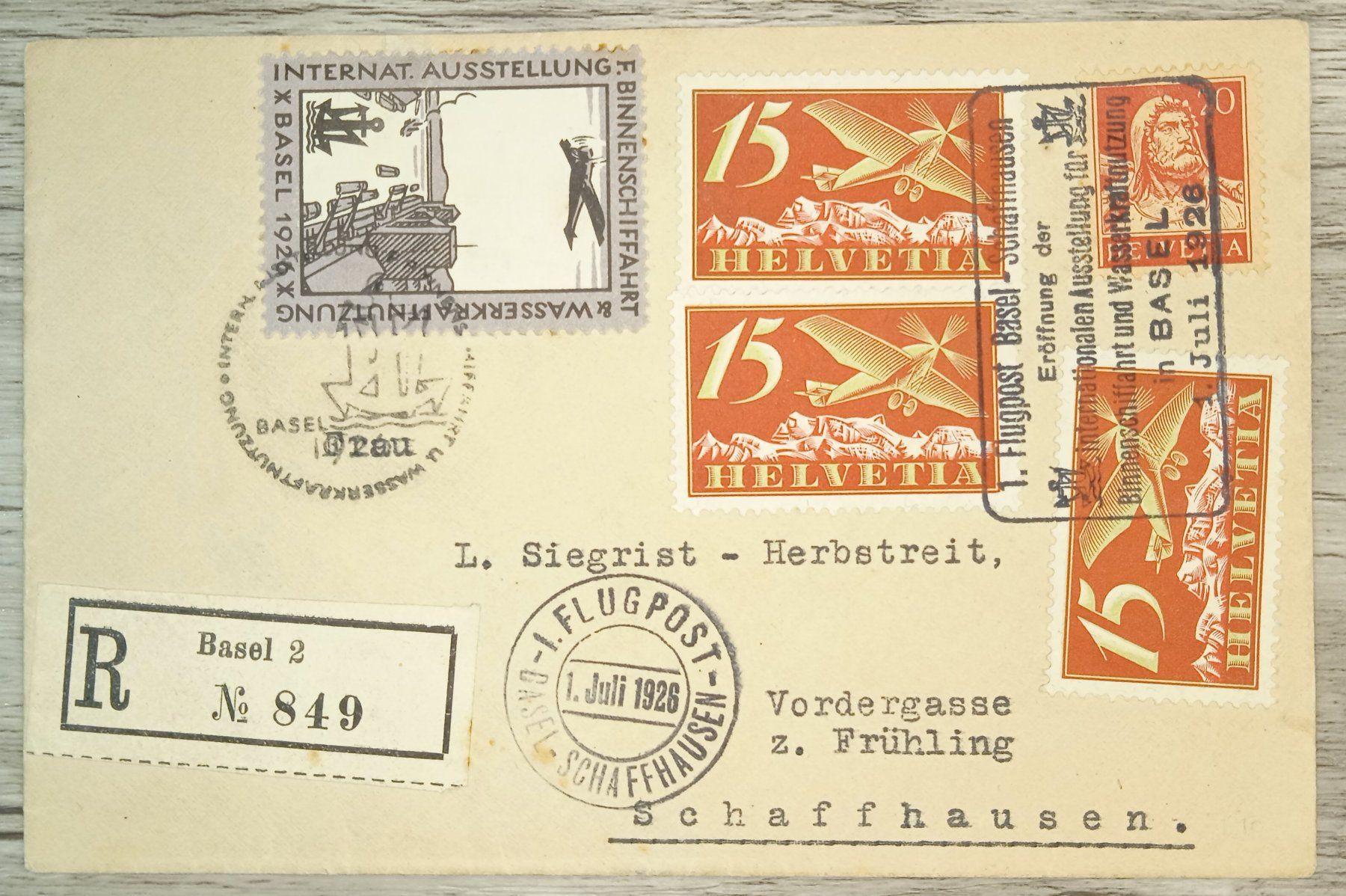 Tutti i francobolli: TR59 Enveloppe + Timbre Suisse 1928 FlugPost – Usato da Cousset venduto da Patrick_Collections