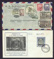 6 Ganzsachen teil Flugpost Welt