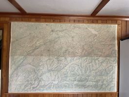 Alte Schweizer  Schul Landkarte von 1956 Topografie