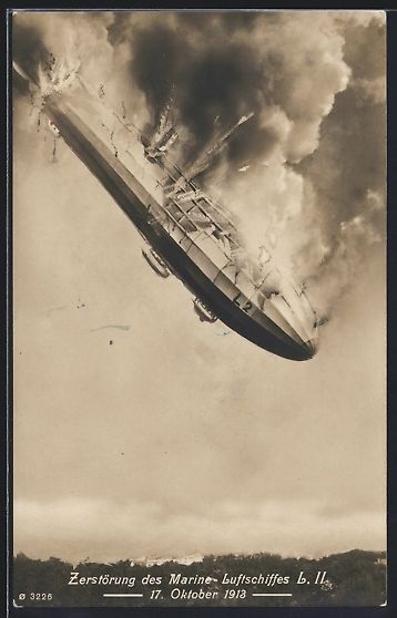 Cartoline postali: Zerstörung des Marine Luftschiffs L. II – Usato da Berlin venduto da bartko-reher