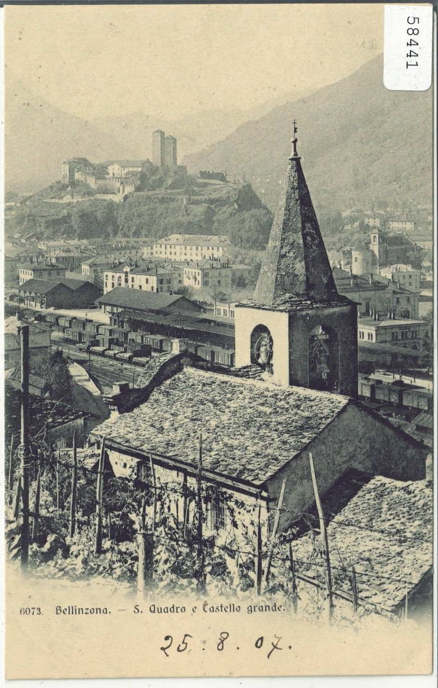 Cartoline postali: Bellinzona - S. Quadro e Castello grande – Usato da Ettingen venduto da Kartenplanet