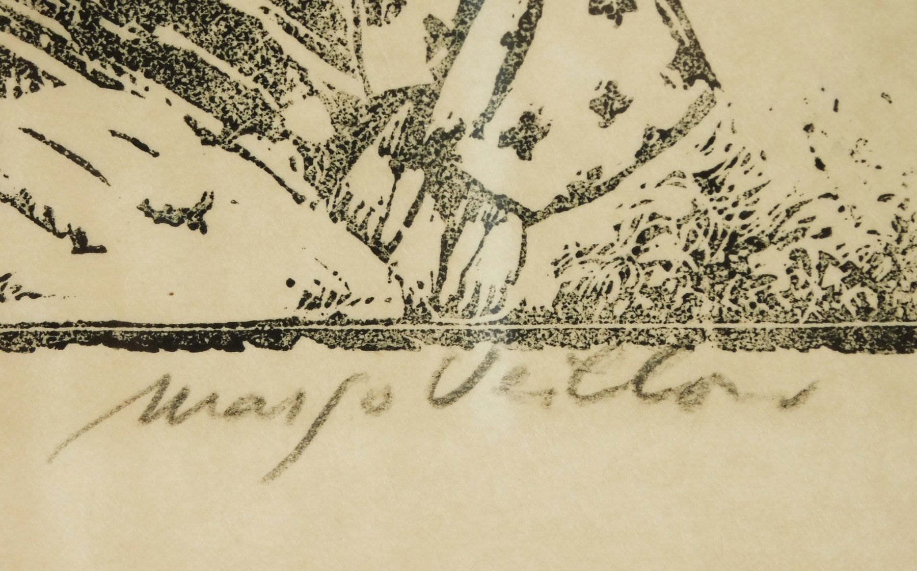 Grafica & Litografie: Margo Veillon: Original Linolschnitt handsigniert – Wassertr – Usato da Emmenbrücke venduto da Ulisse-22 2
