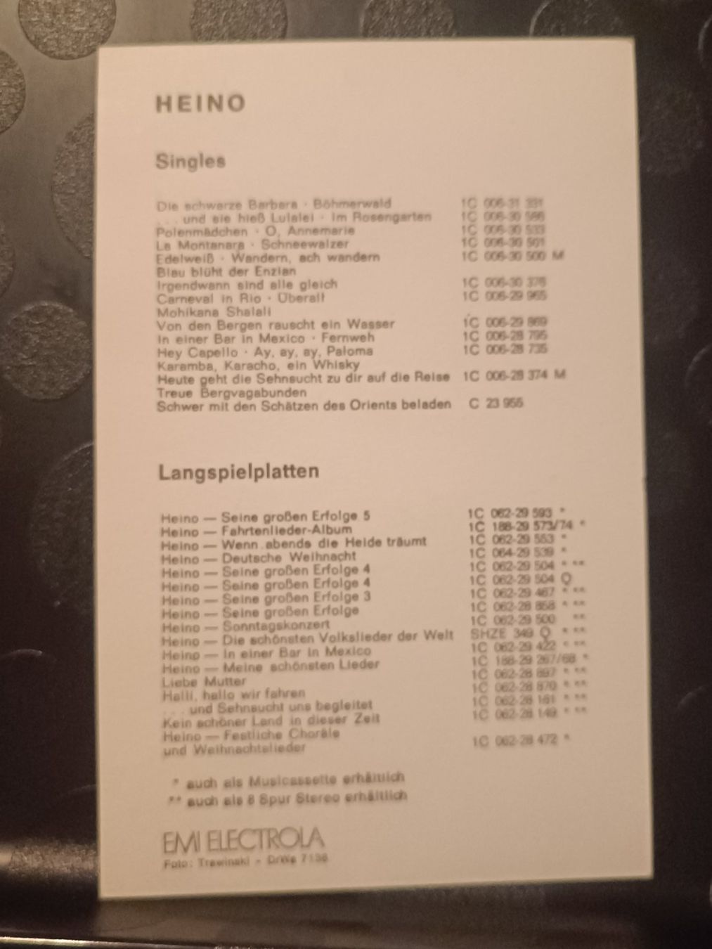 Autogramme: Heino -  handsignierte alte Karte – Gebraucht aus Menziken von Artographs 1