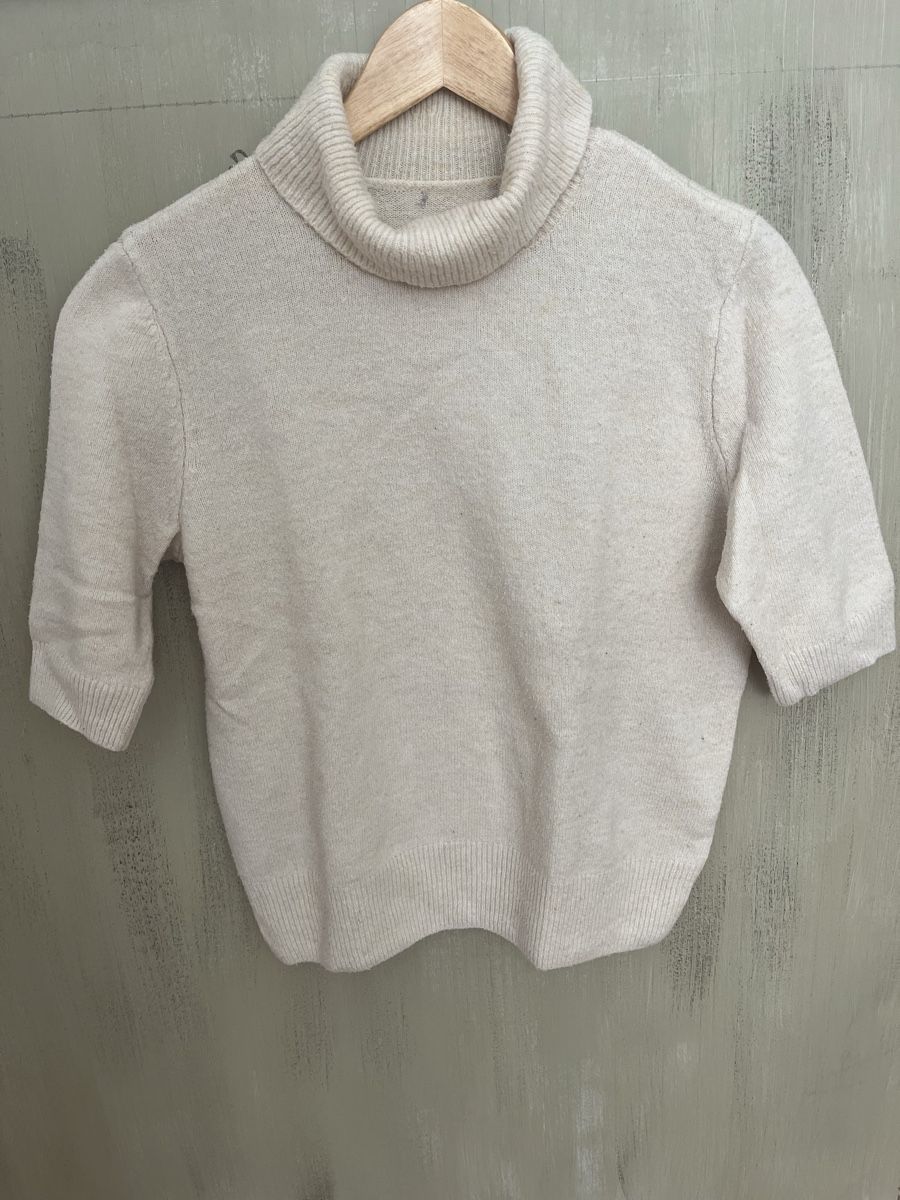 Only T-shirt: Only Rollkragenshirt, Kurzarm Shirt Beige Gr. S – Usato da Sax venduto da _Kornblume_