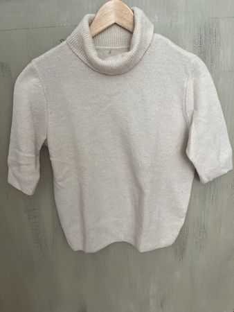 Only Rollkragenshirt, Kurzarm Shirt Beige Gr. S