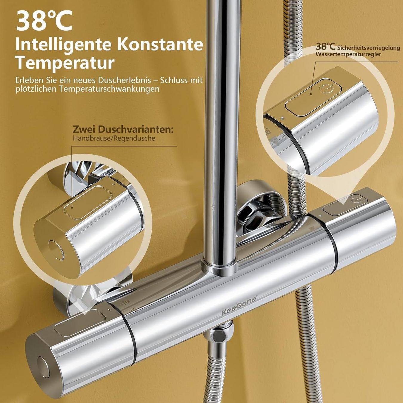 Docce: KeeGone Duschsystem Thermostat Regendusche 25 cm Chrom – Nuovo e nell'imballaggio originale da Suhr venduto da SchnapperCH 1