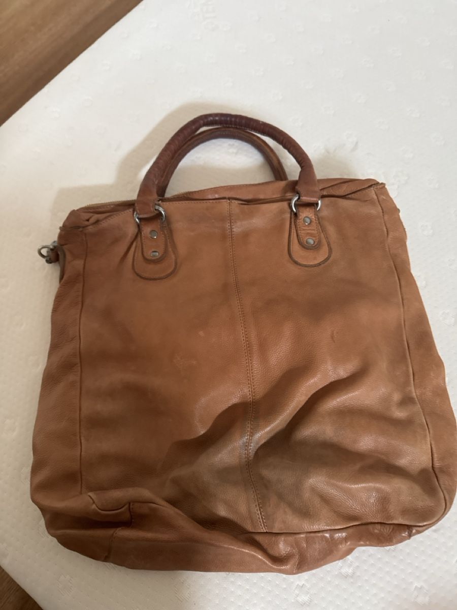 Taschen für Damen: Echtleder Tasche Cognacfarben – Gebraucht aus Fürstenau von Du-01 1