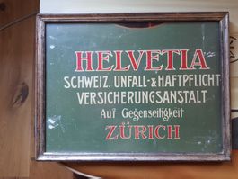 Bild Vintage Karton Schild Helvetia Versicherungen Werbung