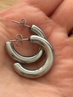Luxus Elegante Creolen Edelstahl Ohrstecker Farbe Silber