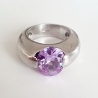 Ring 925 Silber mit lila Stein Gr 17.3 mm