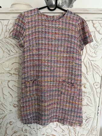 Sommerliches Tweed Kleid, Grösse S , mit Taschen!