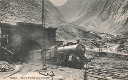 Göschenen UR Gotthardbahn Nordportal Tunnel Dampflok bahn