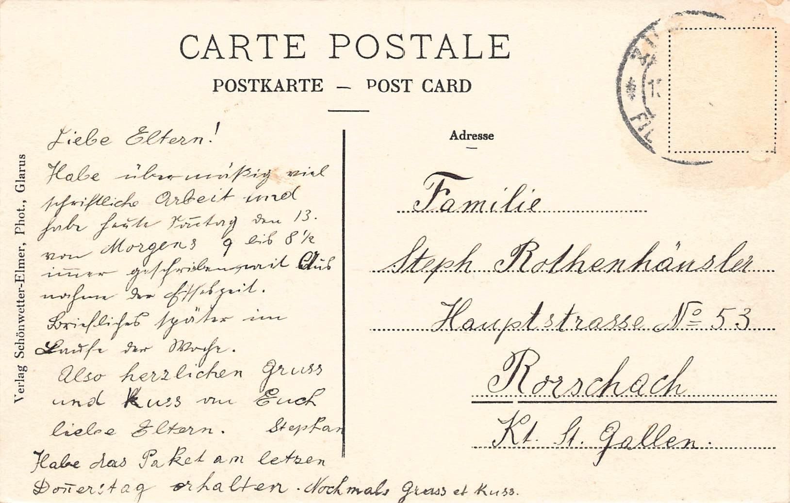 Cartoline postali: Braunwald Gasthaus Alpenblick – Usato da Bichelsee venduto da Gloeckner 1