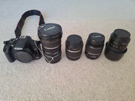 Canon EOS 450D + 4 Objektive gemäss Foto
