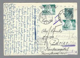 1954 GS, 15 RP. TAXIERUNG-UNGÜLTIG + WIEDER 15, NACHSENDUNG