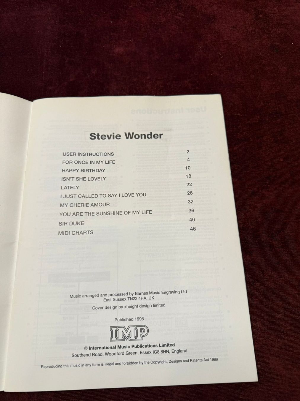 Bücher: Musiknoten Stevie Wonder – Gebraucht aus Davos-Platz von musikhauskollegger 1