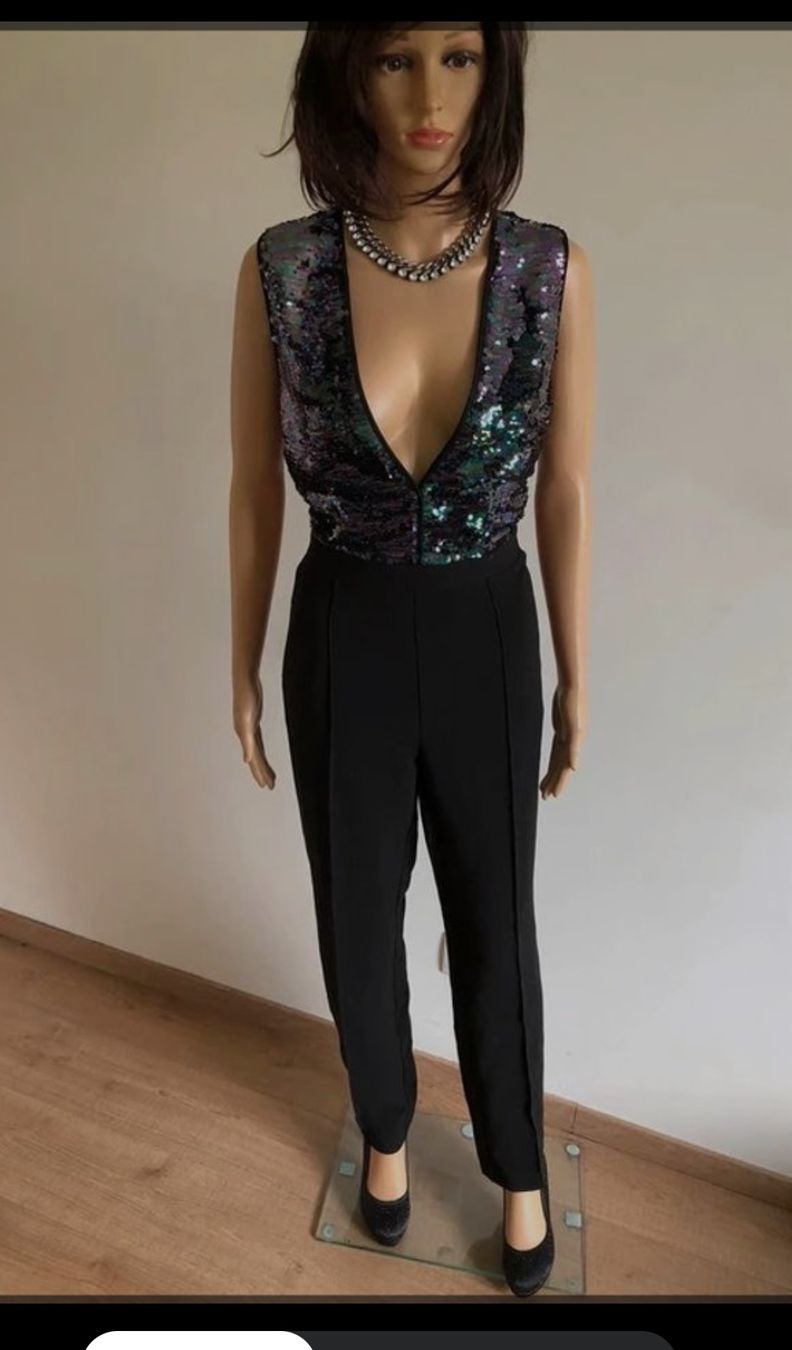 Asos Tute: Combinaison noire à paillettes, taille S – Usato da Moutier venduto da Arti1981