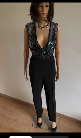 Combinaison noire à paillettes, taille S