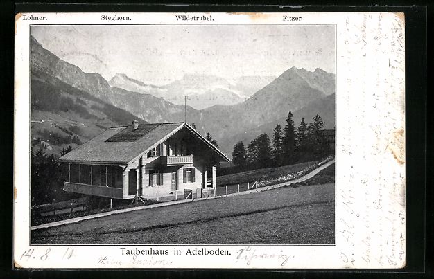 Cartoline postali: Adelboden, Taubenhaus mit Lohner, Stegho – Usato da Berlin venduto da bartko-reher