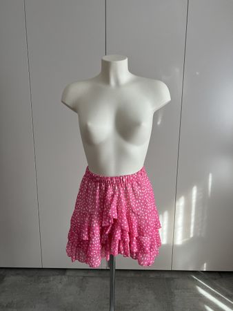 New! Summer Chic: Pink Polka Dot Ruffle Skirt - Size Medium