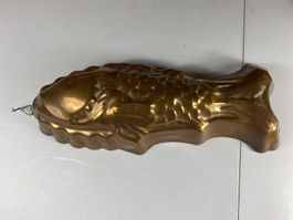 grosse Backform Fisch Kupfer antik vintage 31cm
